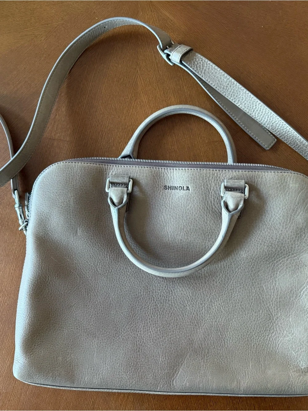 Shinola Stone Leather Portfolio Brief - Taupe Carry Bag